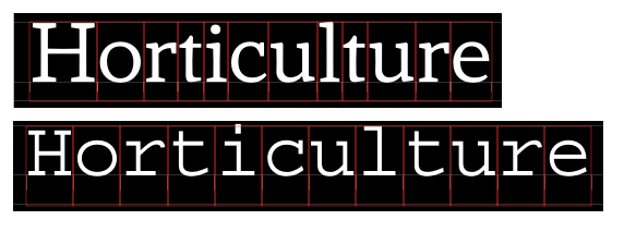 Glyphs of different widths. Monospaced all one width.